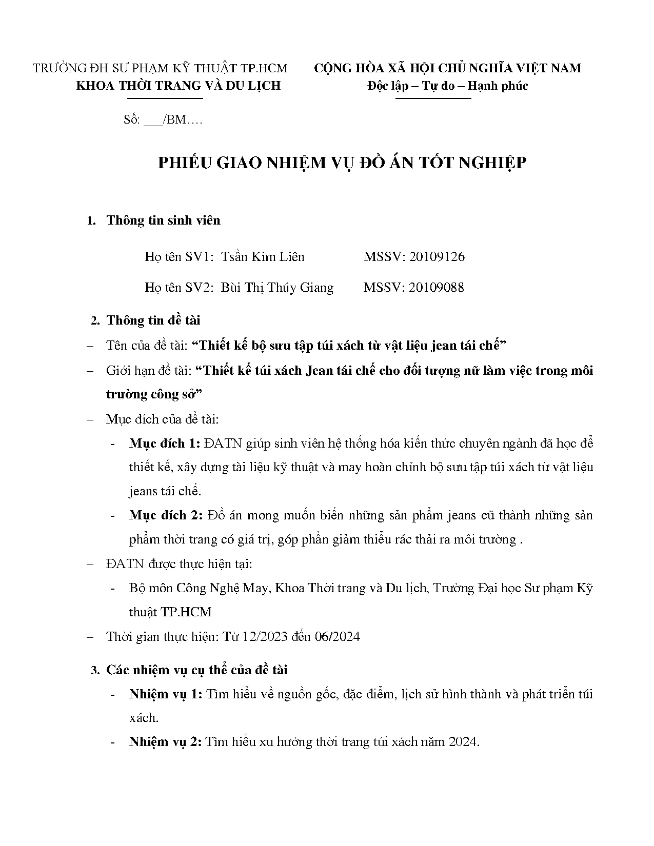 Đồ án tốt nghiệp - Thiết kế bộ sưu tập túi xách từ vật liệu jeans tái chế