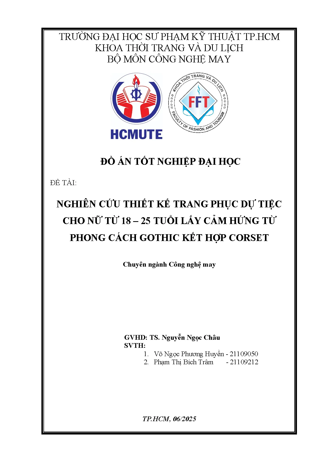 Đồ án tốt nghiệp - Nghiên cứu thiết kế trang phục dự tiệc cho nữ từ 18 – 25 tuổi lấy cảm HTPCGKHC
