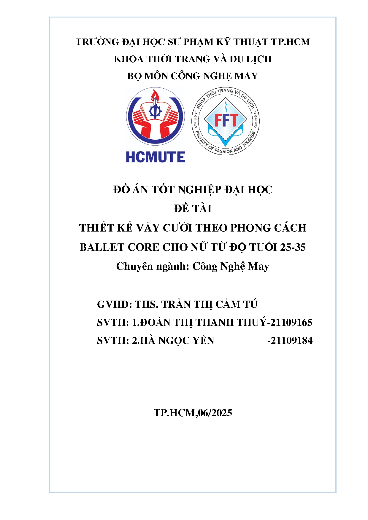 Đồ án tốt nghiệp - Thiết kế váy cưới theo phong cách Ballet core cho nữ từ độ tuổi 25-35