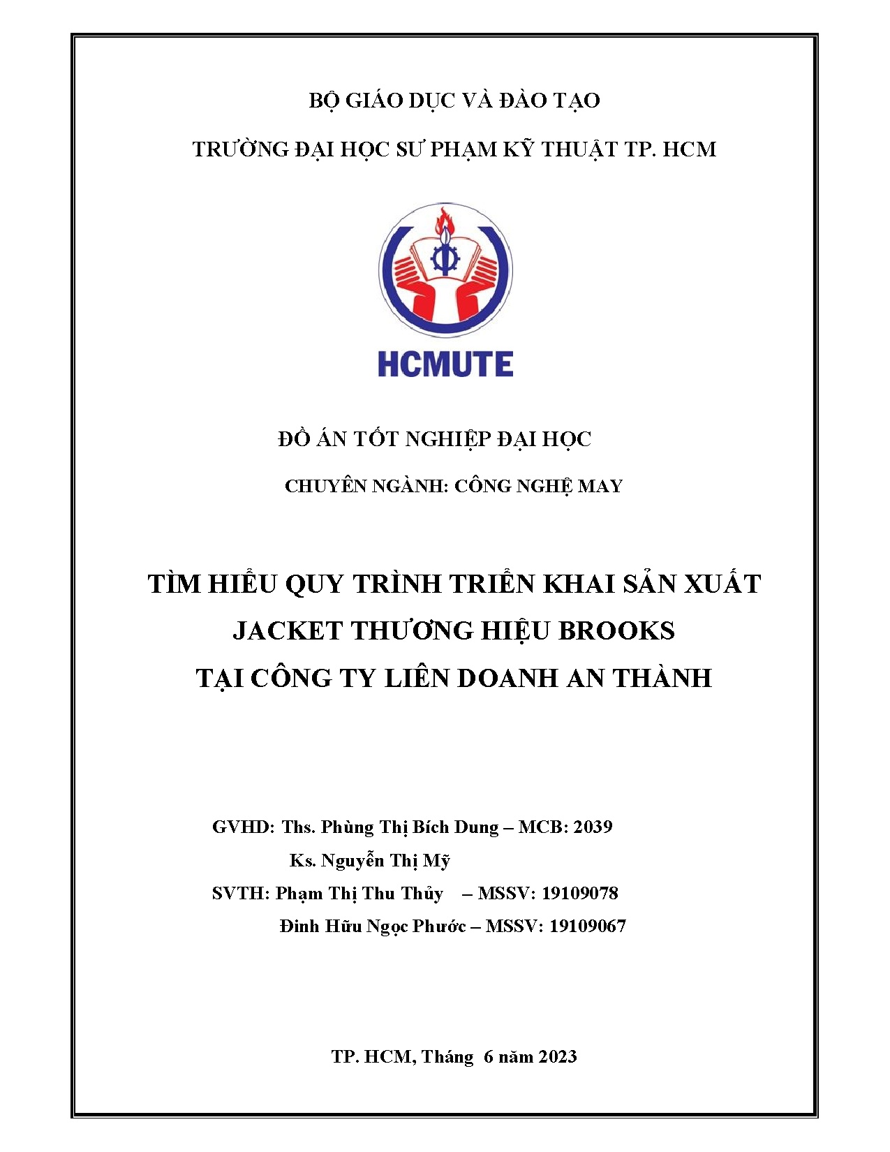 Đồ án tốt nghiệp - Tìm hiểu quy trình triển khai sản xuất jacket thương hiệu Brooks tại Công ty LDAT