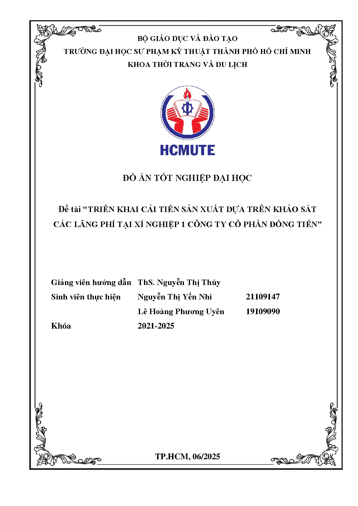 Đồ án tốt nghiệp - Triển khai cải tiến sản xuất dựa trên khảo sát các lãng phí tại Xí N 1 CTCPĐT