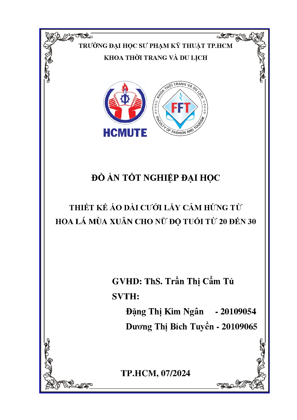 Đồ án tốt nghiệp - Thiết kế áo dài cưới lấy cảm hứng từ hoa lá mùa xuân cho nữ độ tuổi từ 20 đến 30