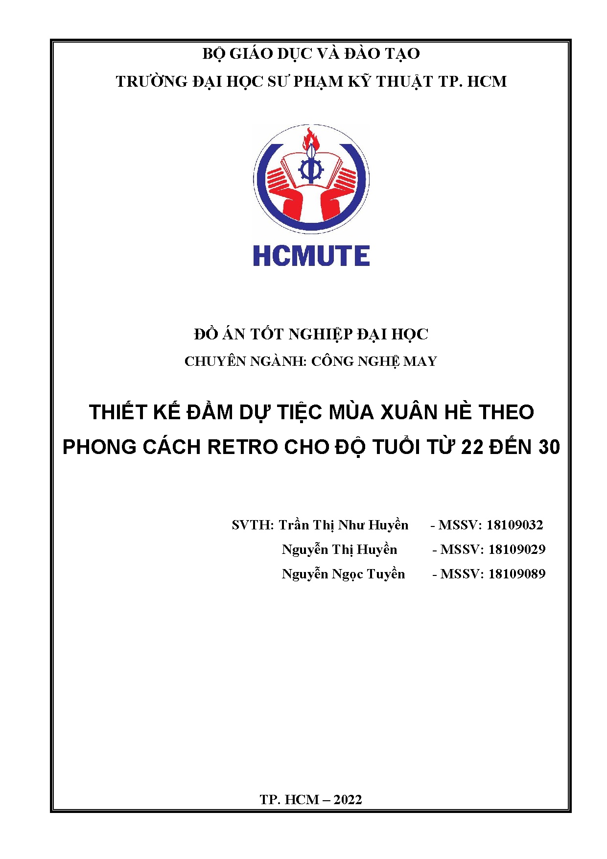 Đồ án tốt nghiệp - Thiết kế đầm dự tiệc xuân hè theo phong cách Retro cho độ tuổi từ 22 đến 30