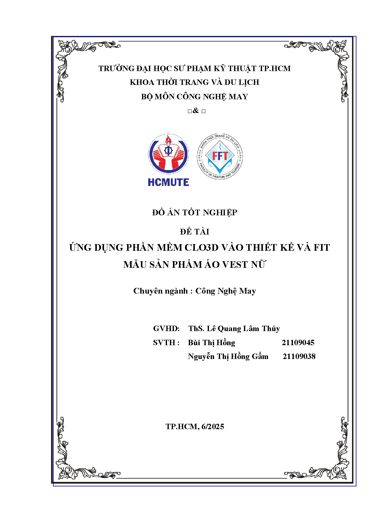 Đồ án tốt nghiệp - Ứng dụng phần mềm CLO3D vào thiết kế và Fit mẫu sản phẩm áo vest nữ