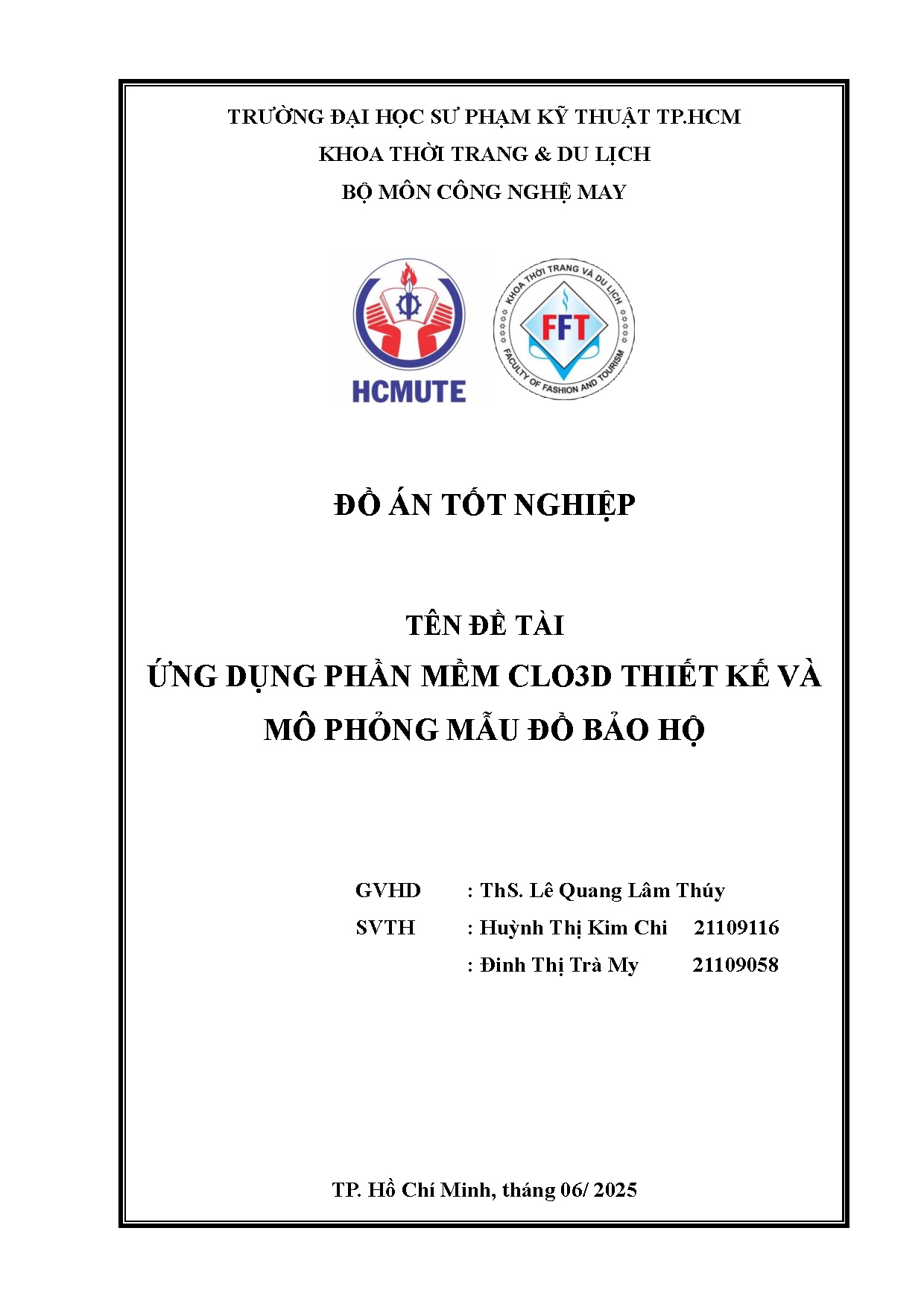 Đồ án tốt nghiệp - Ứng dụng phần mềm CLO3D thiết kế và mô phỏng mẫu đồ bảo hộ