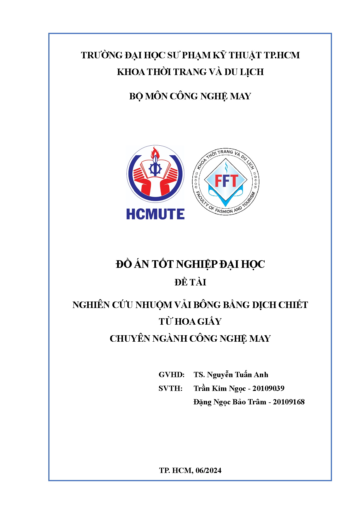 Đồ án tốt nghiệp - Nghiên cứu nhuộm vải bông bằng dịch chiết từ hoa giấy