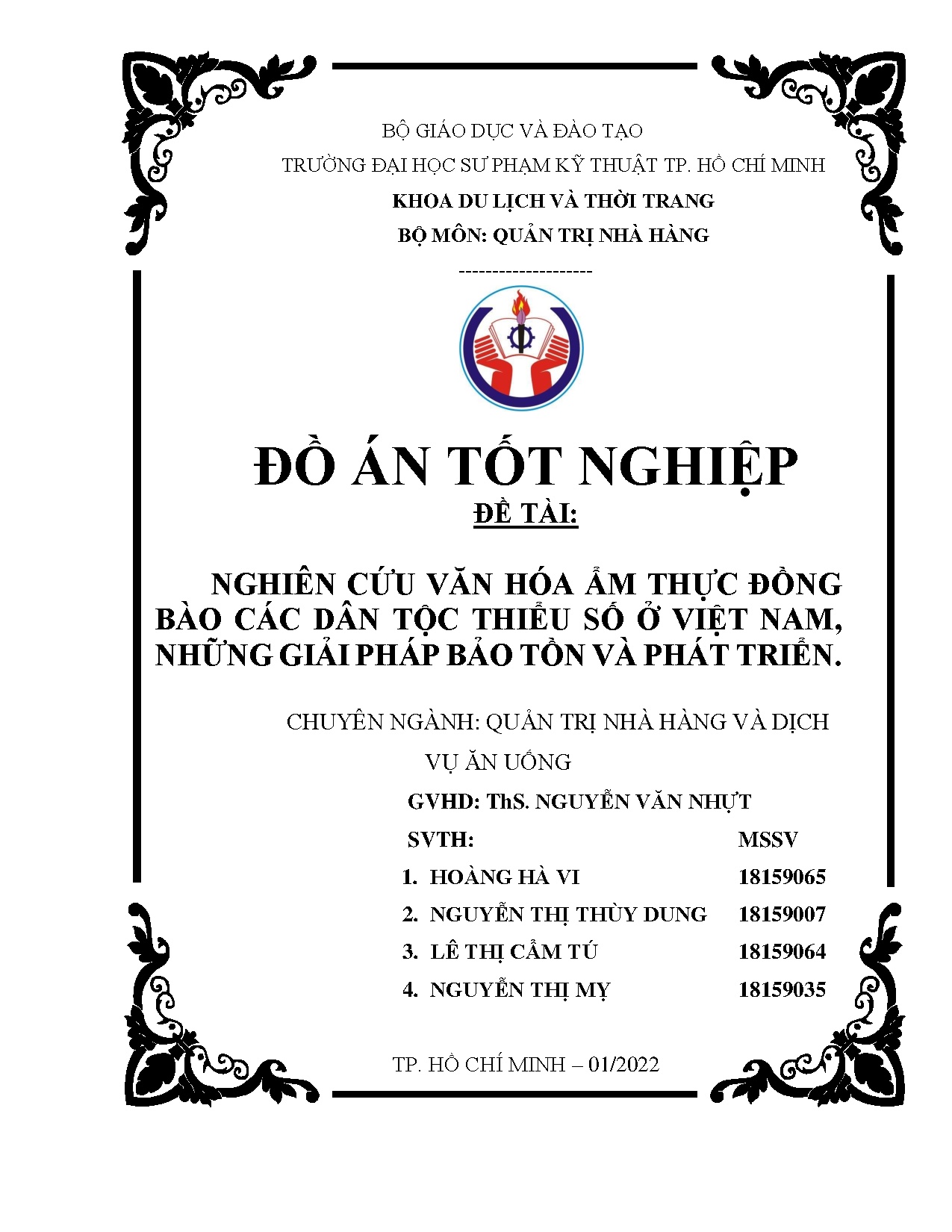 Đồ án tốt nghiệp - Nghiên cứu văn hóa ẩm thực đồng bào các dân tộc thiểu số ở Việt Nam, NGPBTVPT