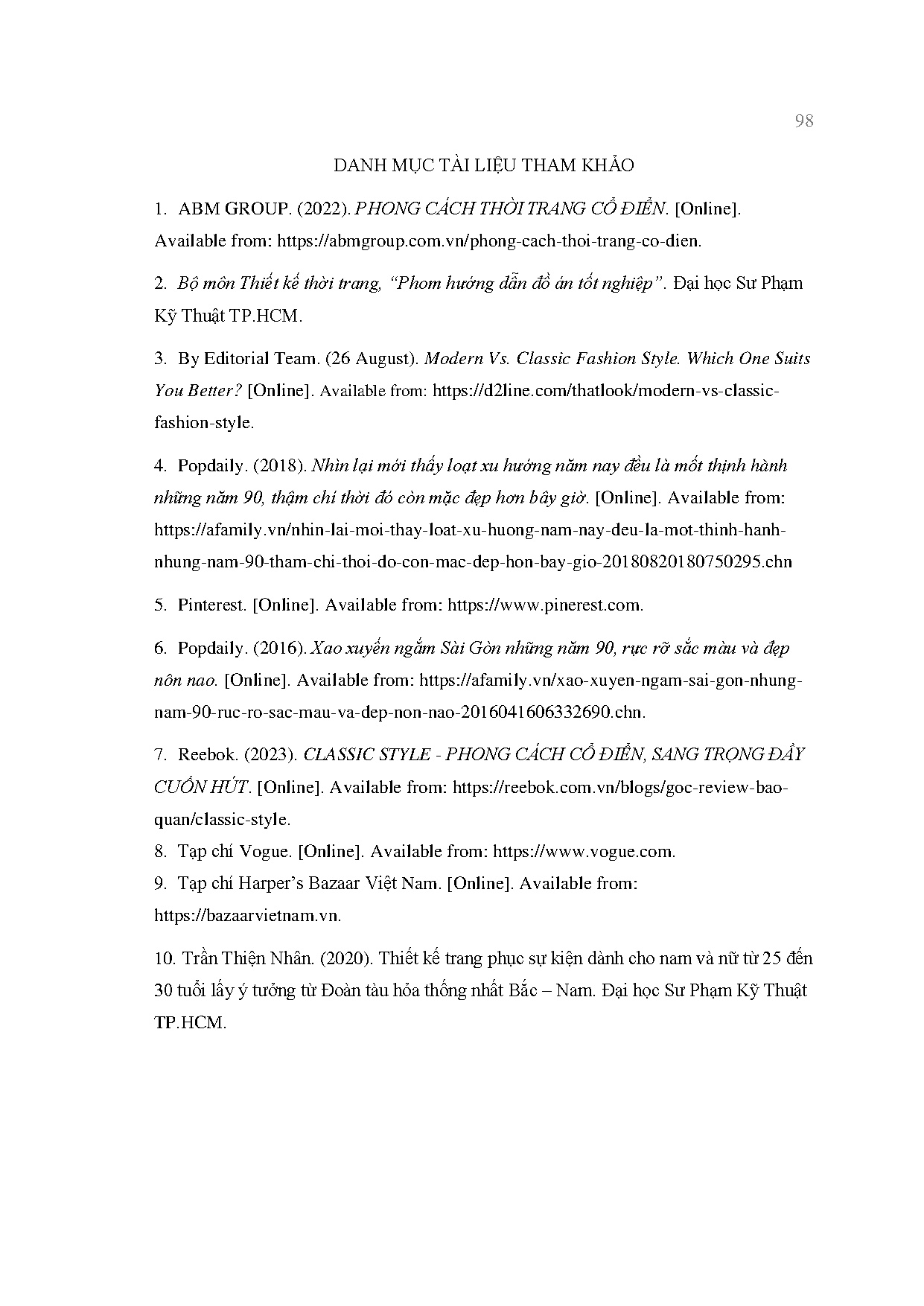 Đồ án tốt nghiệp - Thiết kế trang phục ứng dụng mang phong CMCDCNT 2 Đ 3 TL ý TSGTN 9 QLKCNẢGNNDK - Trang 97