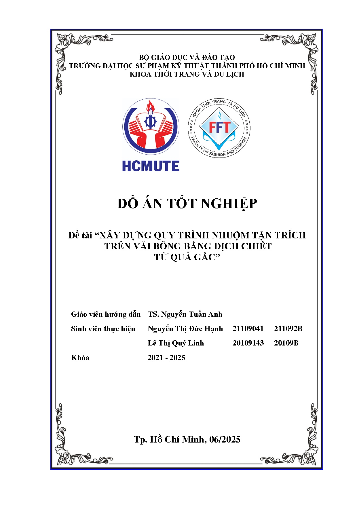 Đồ án tốt nghiệp - Xây dựng quy trình nhuộm tận trích trên vải bông bằng dịch chiết từ quả gấc