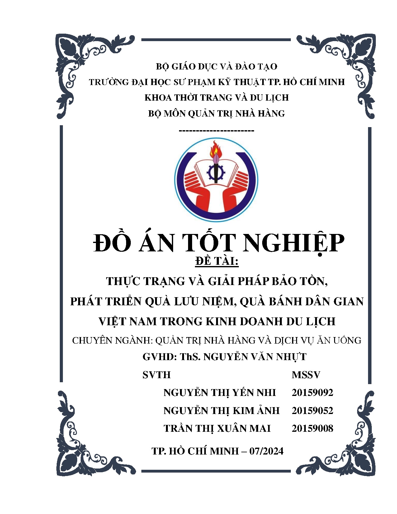 Đồ án tốt nghiệp - Thực trạng và giải pháp bảo tồn, phát triển quà lưu niệm, quà bánh dân GVNTKDDL