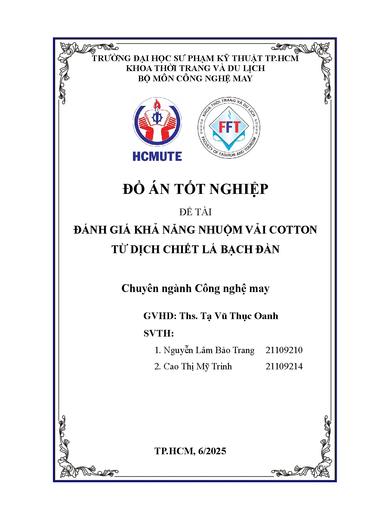 Đồ án tốt nghiệp - Đánh giá khả năng nhuộm vải cotton từ dịch chiết lá bạch đàn