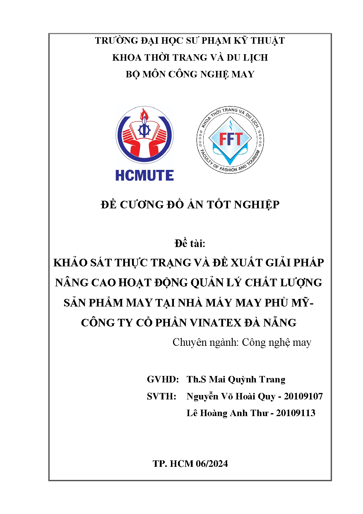 Đồ án tốt nghiệp - Khảo sát thực trạng và đề xuất giải pháp nâng cao hoạt động QLCLSPMTNMMPMCTCPVĐN