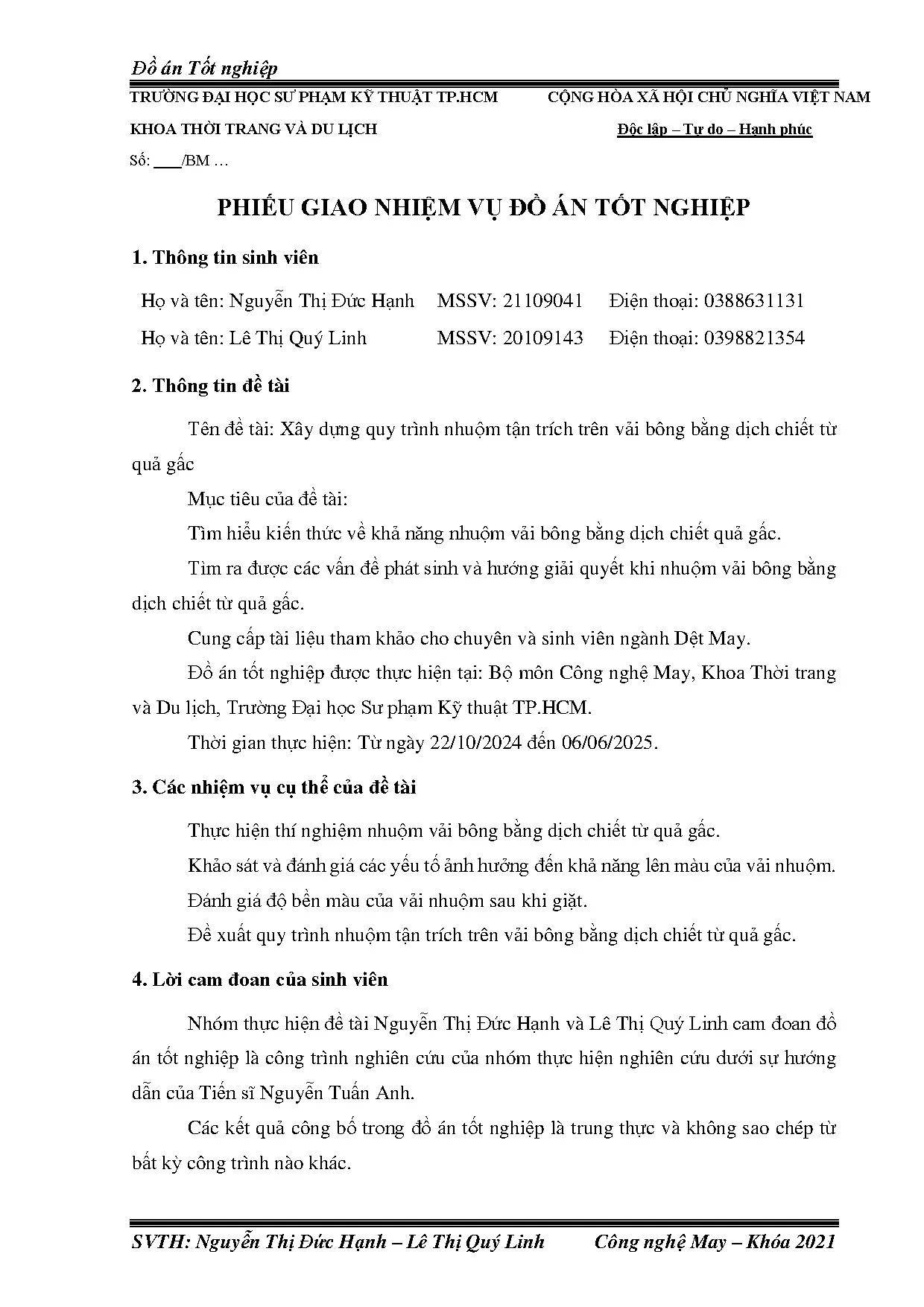 Đồ án tốt nghiệp - Xây dựng quy trình nhuộm tận trích trên vải bông bằng dịch chiết từ quả gấc - Trang 2