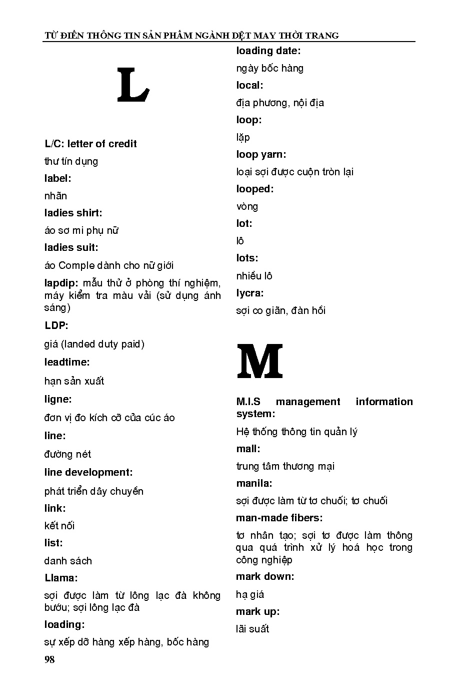 Từ điển thuật ngữ Anh - Việt, Việt - Anh chuyên ngành dệt may thời trang (HCMUTE) - Trang 99