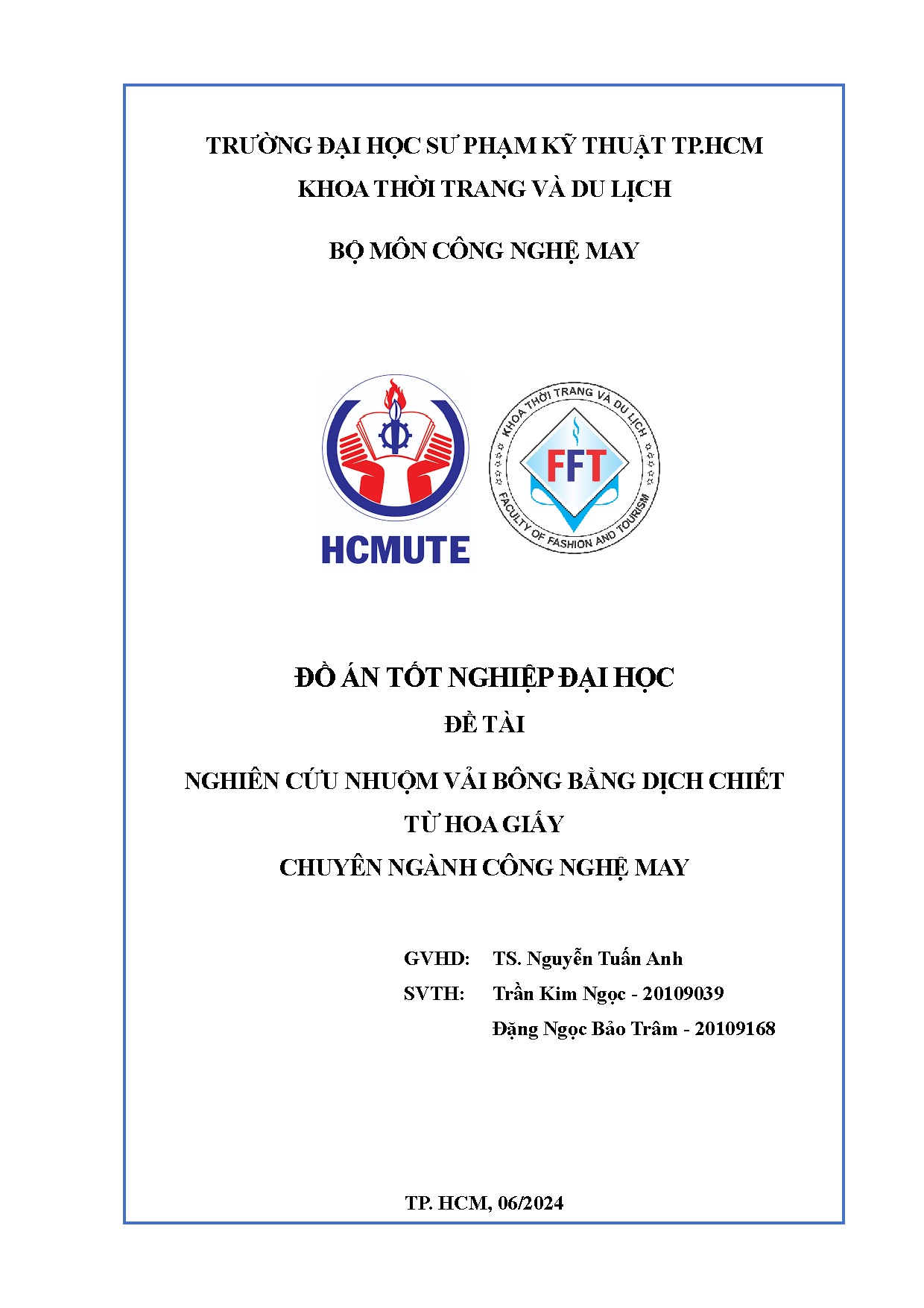 Đồ án tốt nghiệp - Nghiên cứu nhuộm vải bông bằng dịch chiết từ hoa giấy