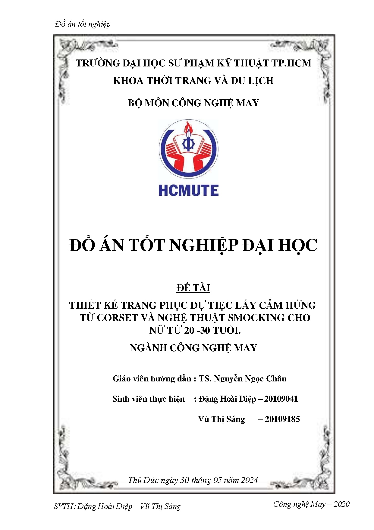 Đồ án tốt nghiệp - Thiết kế trang phục dự tiệc lấy cảm hứng từ corset và nghệ thuật SCNT 2 - 3 T