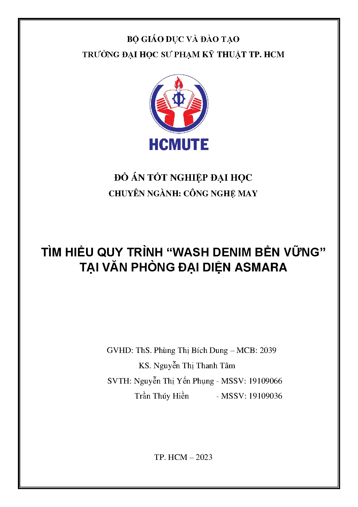 Đồ án tốt nghiệp - Tìm hiểu quy trình Wash Denim bền vững tại Văn phòng đại diện Asmara