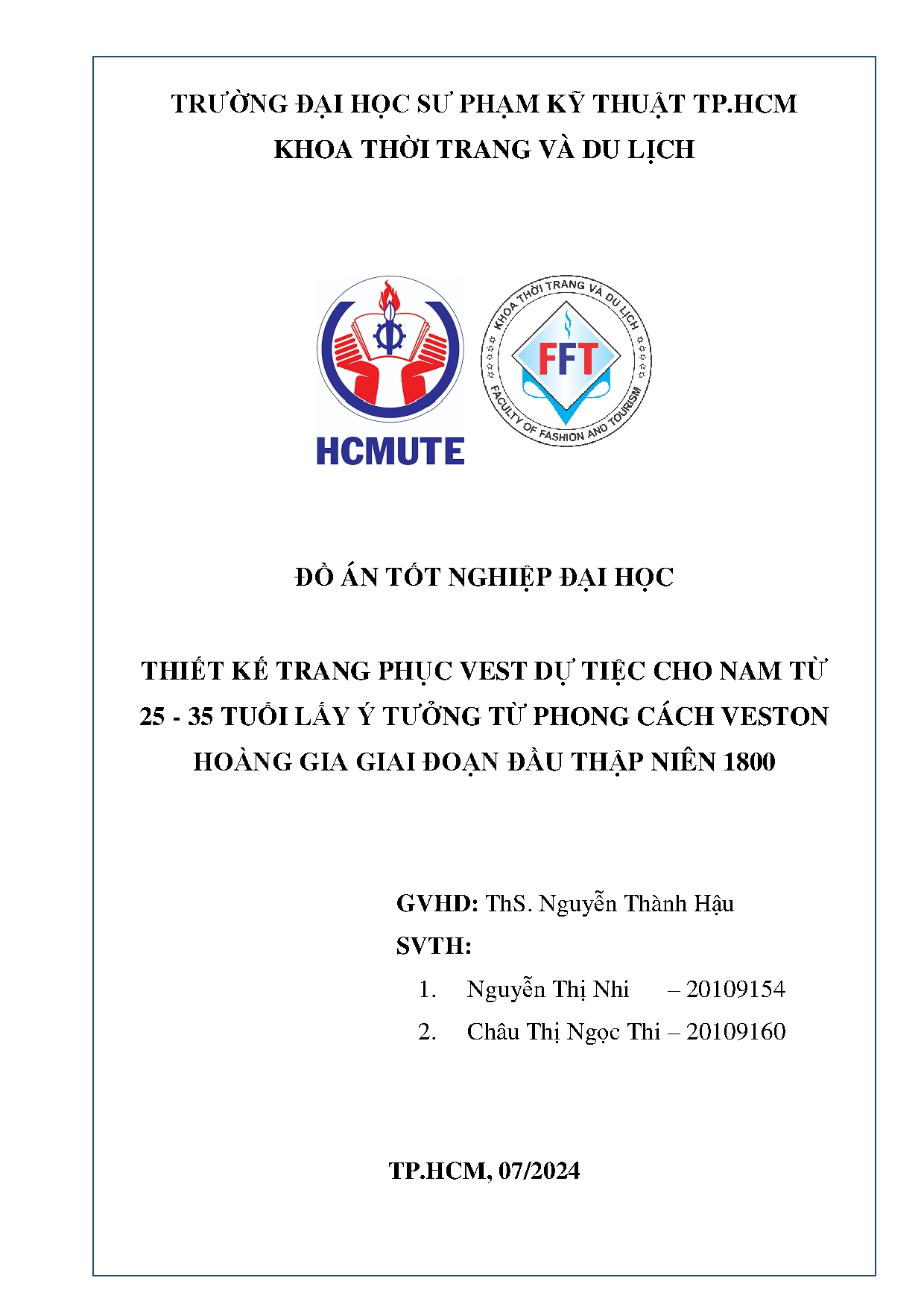 Đồ án tốt nghiệp - Thiết kế trang phục vest dự tiệc cho nam từ 25 - 35 tuổi lấy ý TTPCVHGGĐĐTN 1