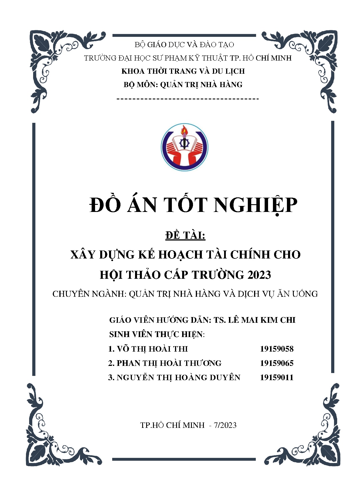 Đồ án tốt nghiệp - Xây dựng kế hoạch tài chính cho Hội thảo cấp trường 2023