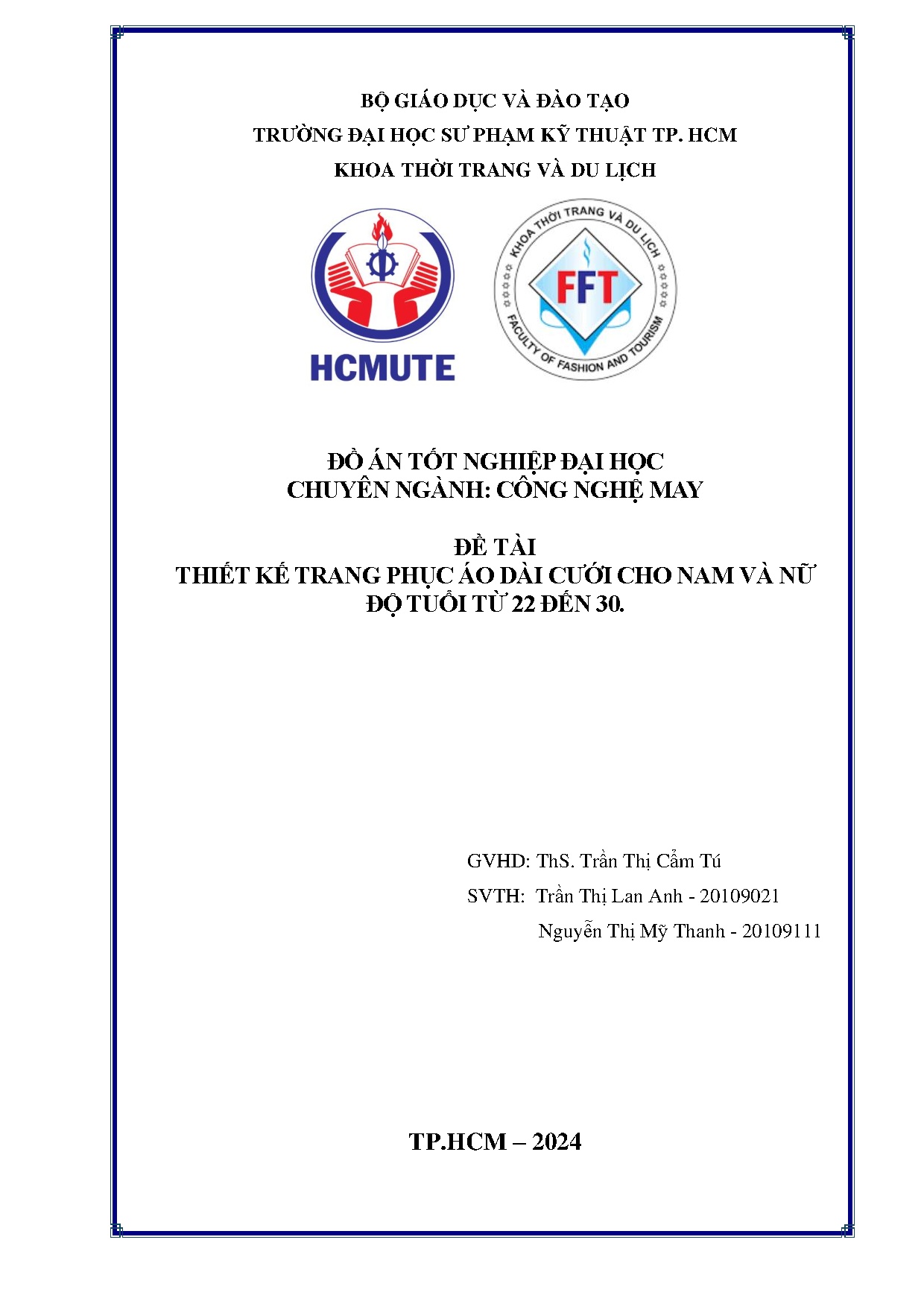 Đồ án tốt nghiệp - Thiết kế trang phục áo dài cưới cho nam và nữ độ tuổi từ 22 đến 30