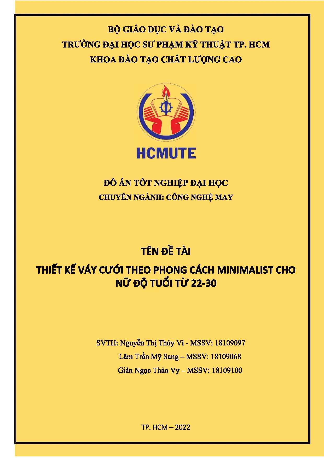 Đồ án tốt nghiệp - Thiết kế váy cưới theo phong cách Minimalist cho nữ độ tuổi từ 2 Đ 3 ĐÁTNKCLCNCNM