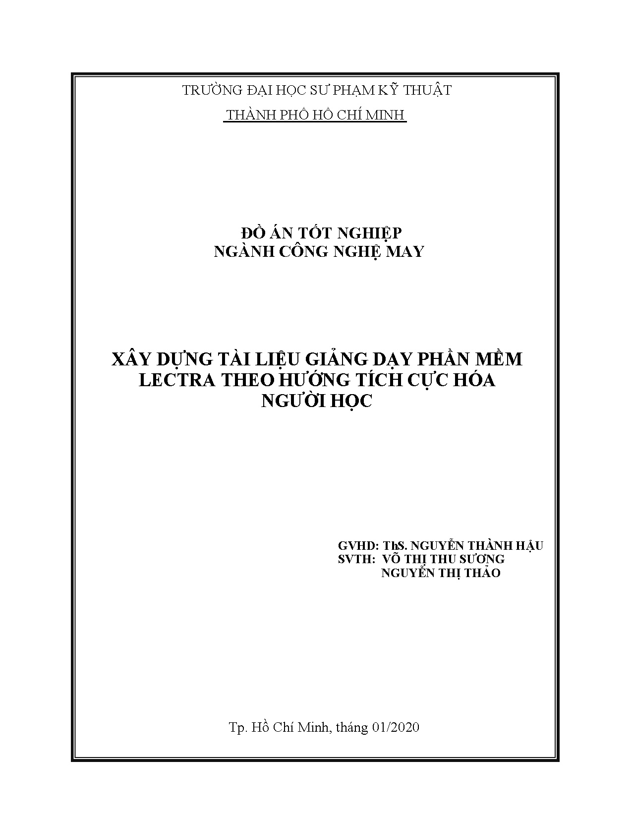 Đồ án tốt nghiệp - Xây dựng tài liệu giảng dạy phần mềm Lectra theo hướng dẫn tích cực hóa người học