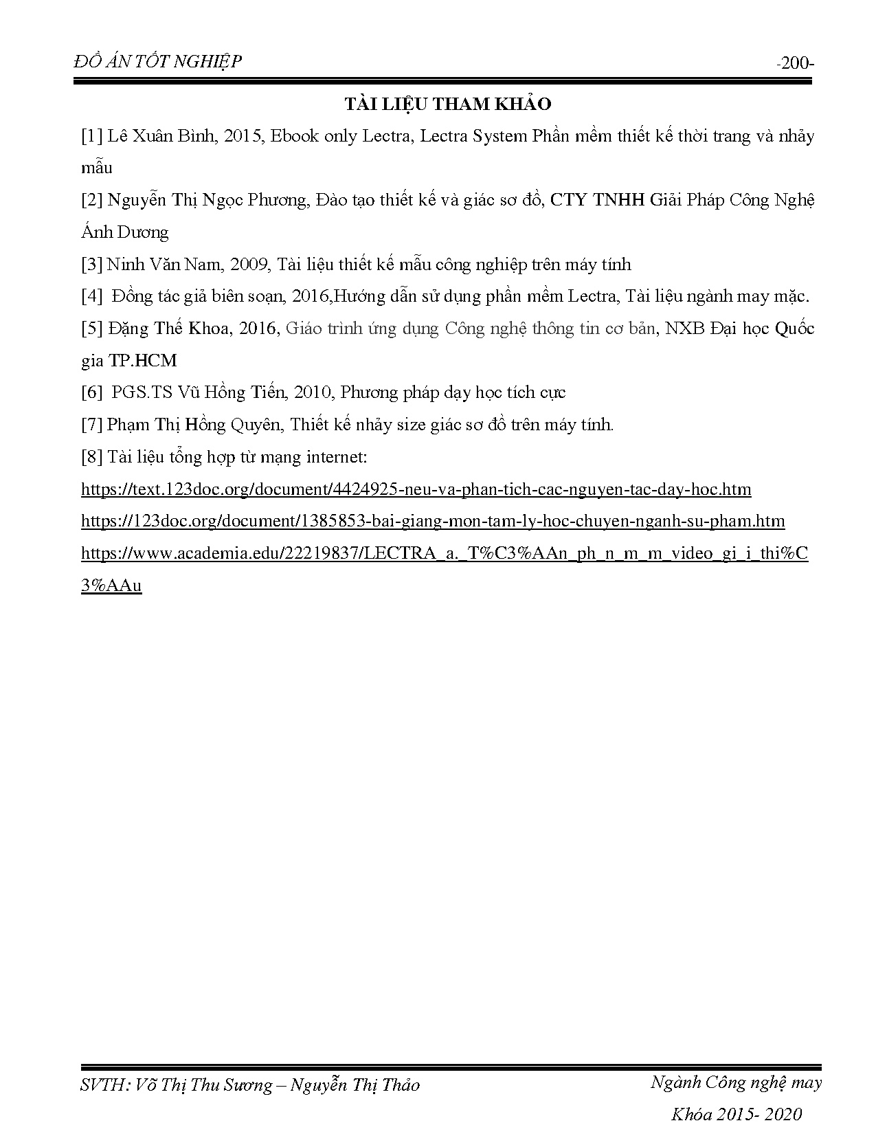 Đồ án tốt nghiệp - Xây dựng tài liệu giảng dạy phần mềm Lectra theo hướng dẫn tích cực hóa người học - Trang 224