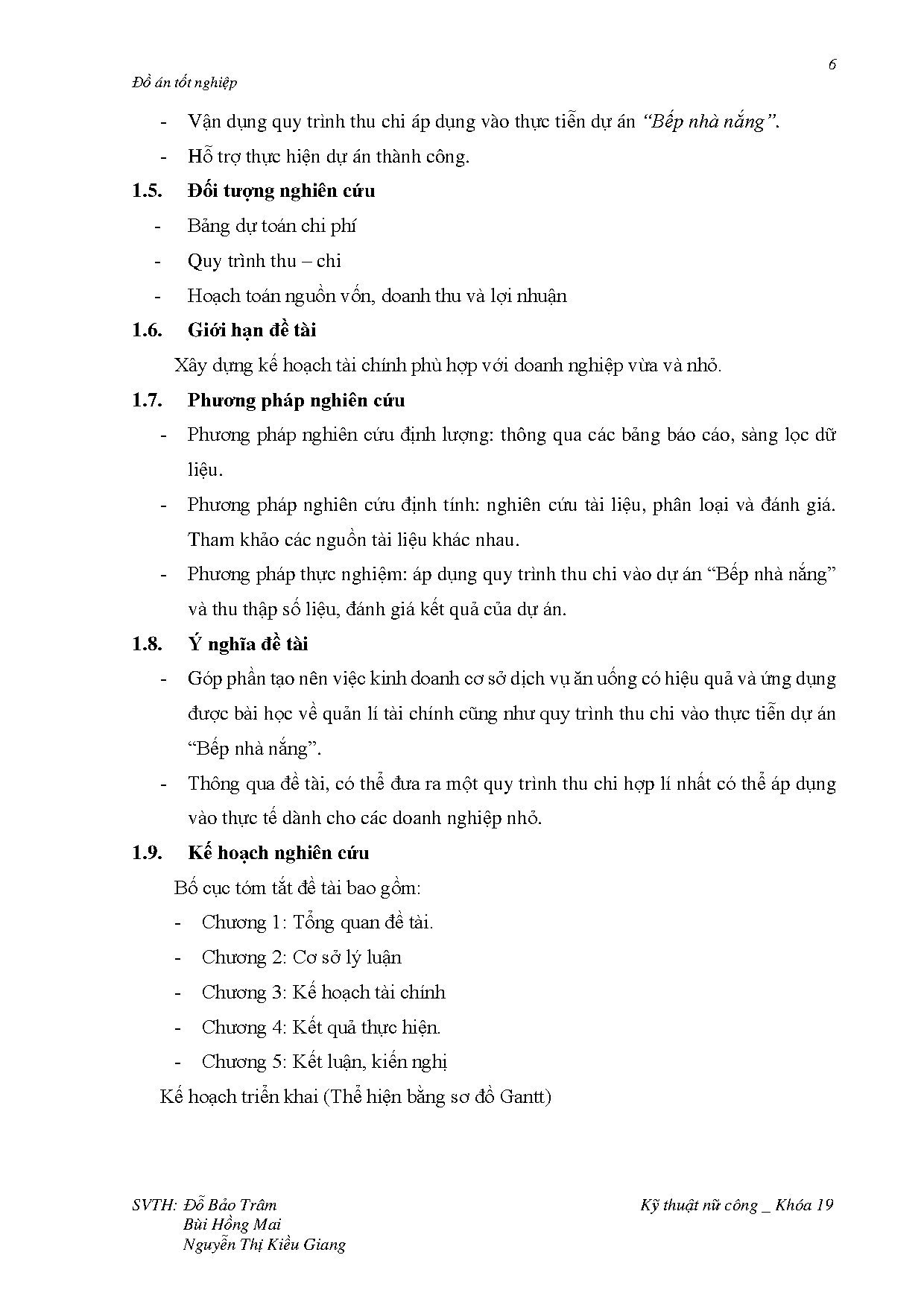 Đồ án tốt nghiệp - Xây dựng kế hoạch tài chính cho mô hình dịch vụ ăn uống tại Nhà hàng Cây đa H - Trang 20