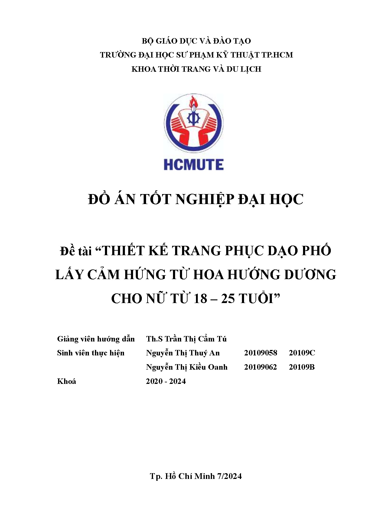 Đồ án tốt nghiệp - Thiết kế trang phục dạo phố lấy cảm hứng từ hoa hướng dương cho nữ từ 18-25 tuổi