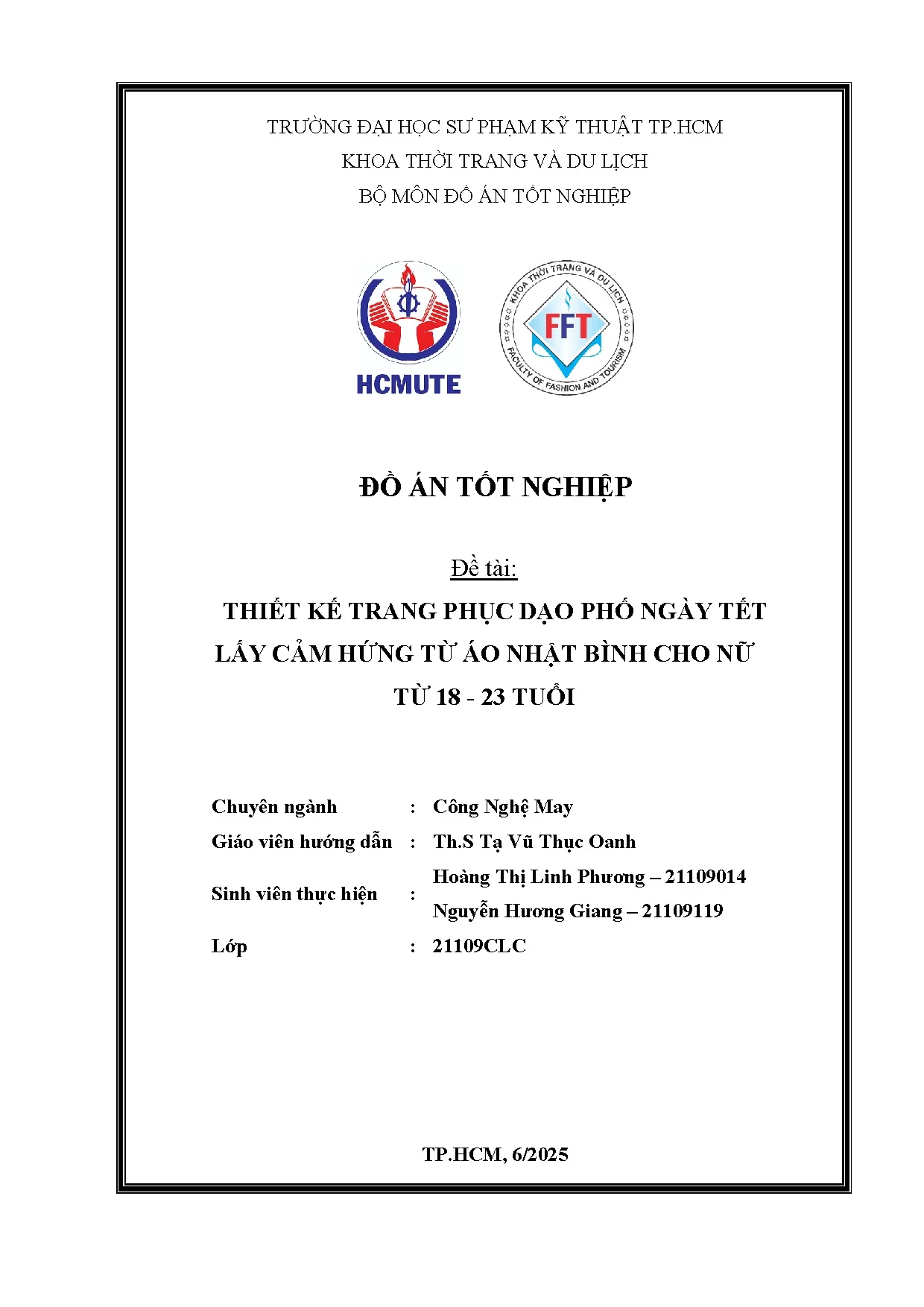 Đồ án tốt nghiệp - Thiết kế trang phục dạo phố ngày tết lấy cảm hứng từ áo Nhật bình cho nữ từ 1 - T
