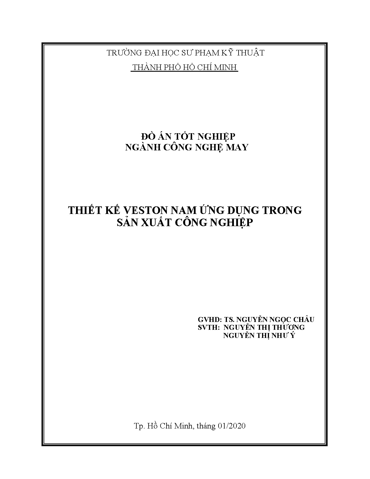 Đồ án tốt nghiệp - Thiết kế Veston nam ứng dụng trong sản xuất công nghiệp