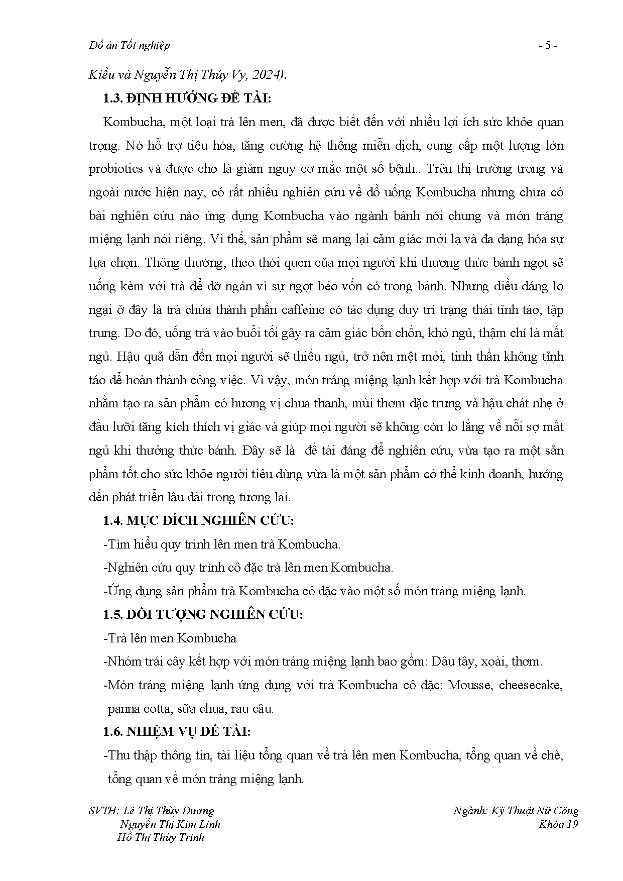 Đồ án tốt nghiệp - Nghiên cứu ứng dụng trà lên men Kombucha và quy trình chế biến món tráng miệng L - Trang 24