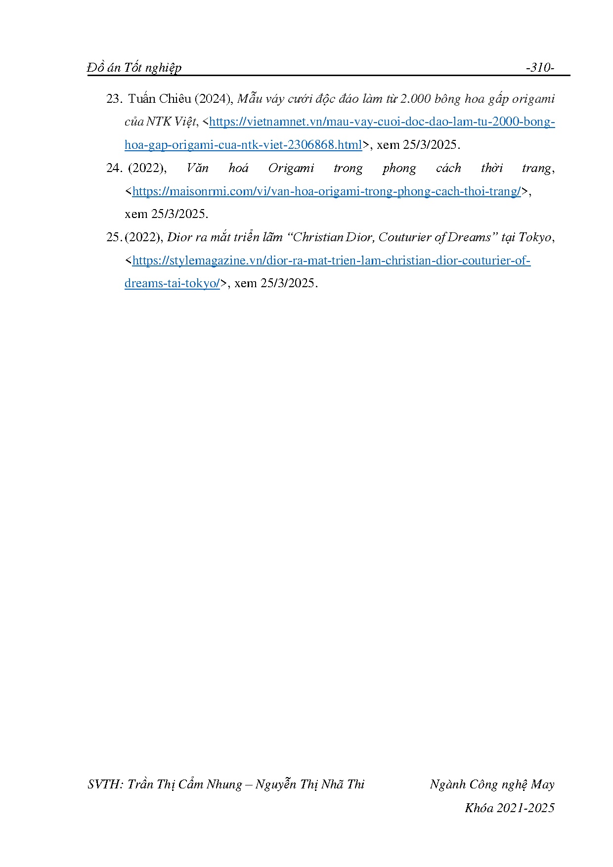 Đồ án tốt nghiệp - Thiết kế áo dài cưới ứng dụng nghệ thuật gấp giấy Origami lấy CHTHSTCNT 2 - 3 T - Trang 330