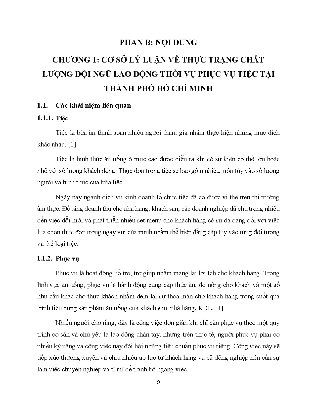 Đồ án tốt nghiệp - Thực trạng và giải pháp nâng cao chất lượng phục vụ tiệc CNVTVTCTTTKSKDL ở TPHCM - Trang 23