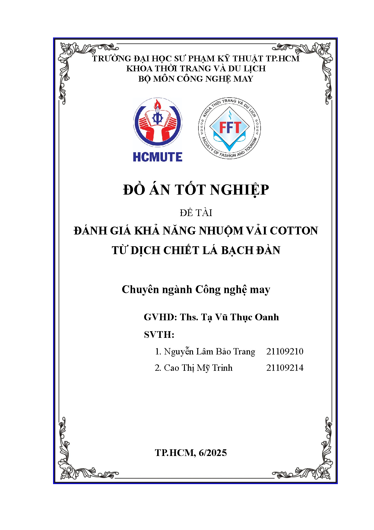 Đồ án tốt nghiệp - Đánh giá khả năng nhuộm vải cotton từ dịch chiết lá bạch đàn