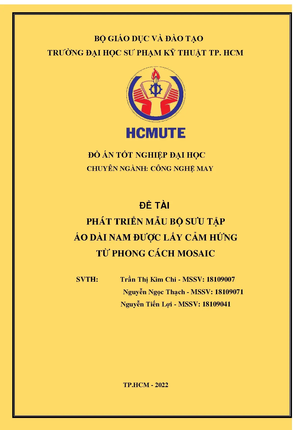 Đồ án tốt nghiệp - Phát triển mẫu bộ sưu tập áo dài nam được lấy cảm hứng từ phong cách MĐÁTNNCNM