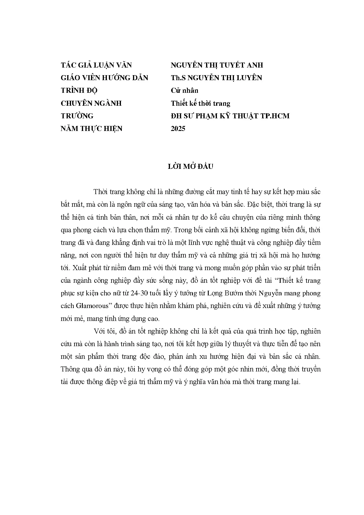 Đồ án tốt nghiệp - Thiết kế trang phục sự kiện dành cho nữ độ tuổi từ 24 - 30 lấy ý tưởng TLBTNMPCG - Trang 4