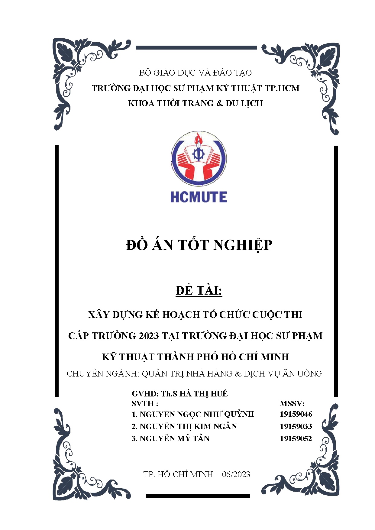 Đồ án tốt nghiệp - Xây dựng kế hoạch tổ chức cuộc thi cấp trường 2023 tại Trường Đại học Sư PKTTPHCM