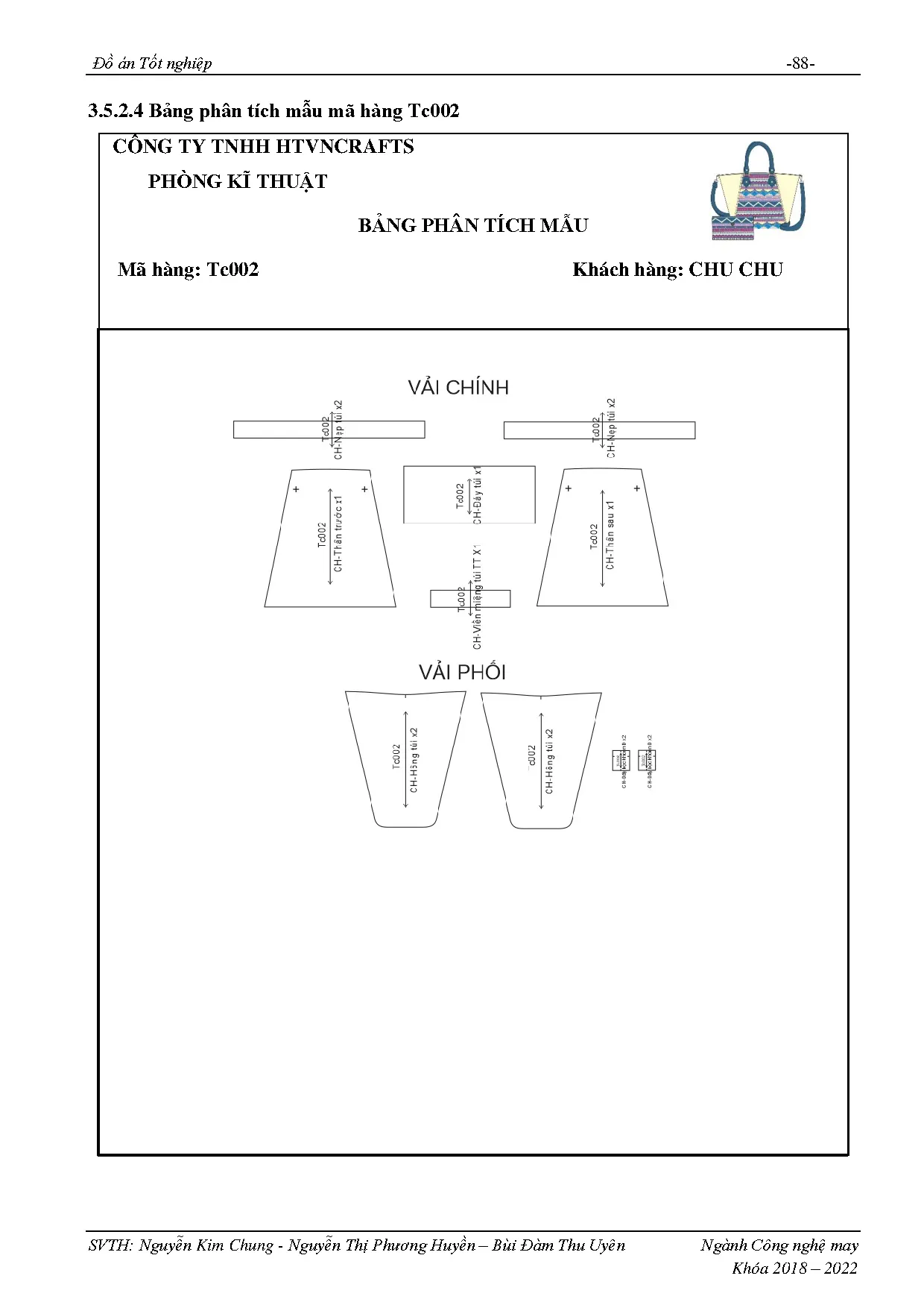 Đồ án tốt nghiệp - Thiết kế và xây dựng bộ tài liệu kỹ thuật sản xuất túi xách cho phụ nữ TNĐÁTNNCNM - Trang 90