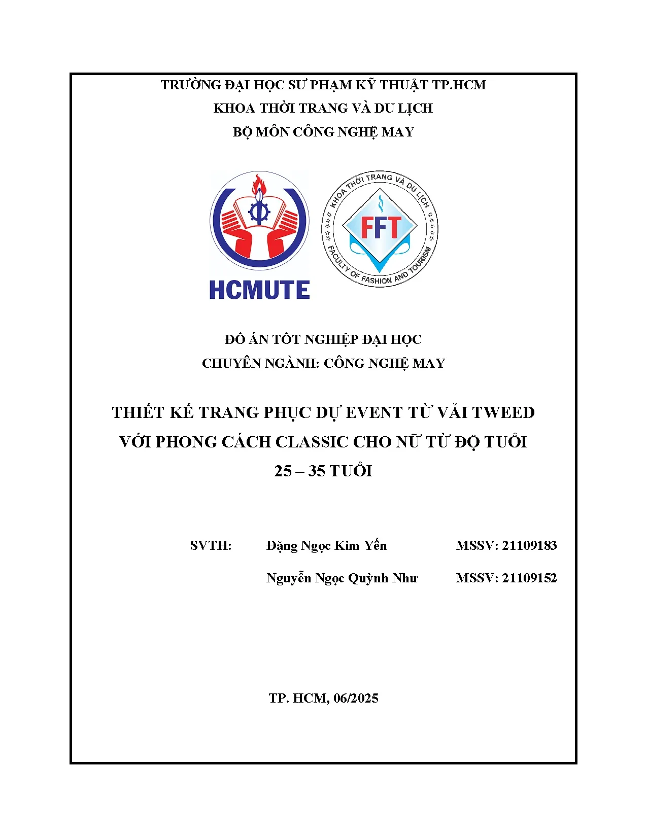 Đồ án tốt nghiệp - Thiết kế trang phục dự Event từ vải Tweed với phong cách Classic cho NTĐT 2 - 3 T