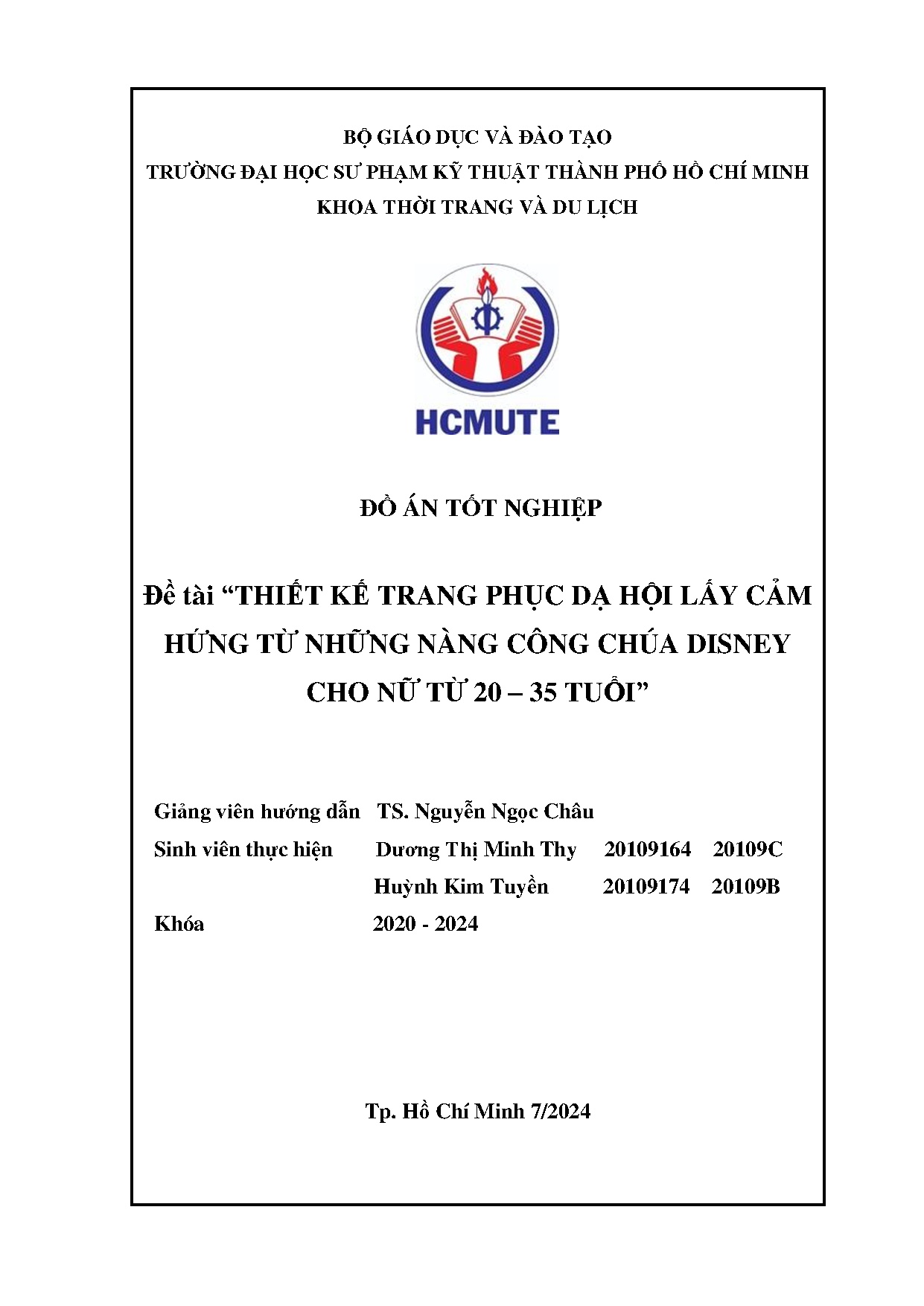 Đồ án tốt nghiệp - Thiết kế trang phục dạ hội lấy cảm hứng từ những nàng công chúa DCNT 2 - 3 T