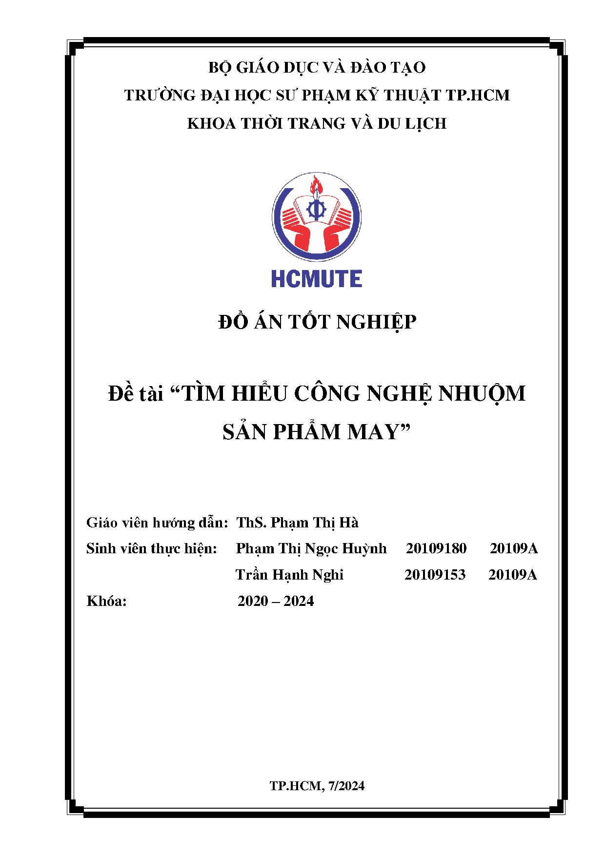 Đồ án tốt nghiệp - Tìm hiểu công nghệ nhuộm sản phẩm may