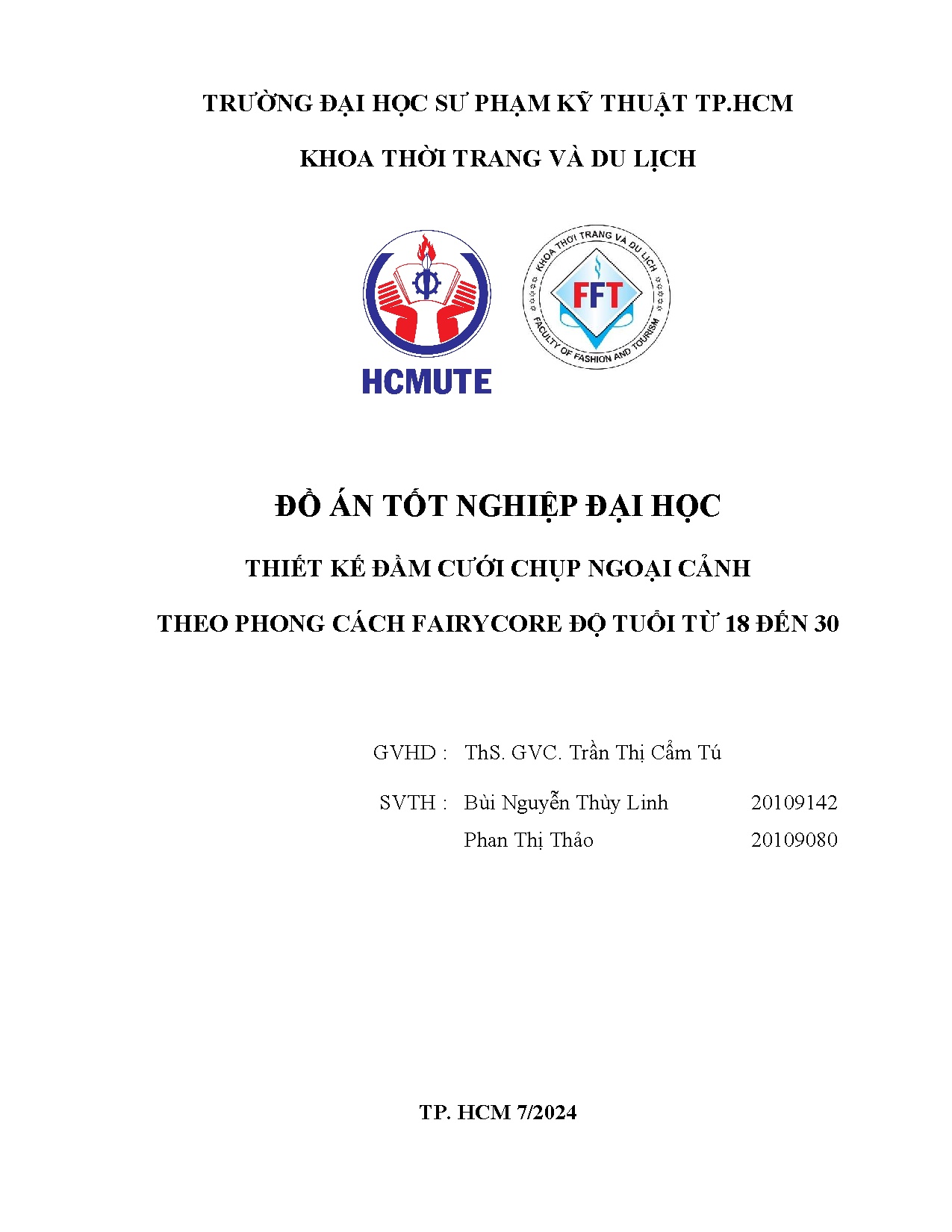 Đồ án tốt nghiệp - Thiết kế đầm cưới chụp ngoại cảnh theo phong cách Fairycore độ tuổi từ 18 đến 30