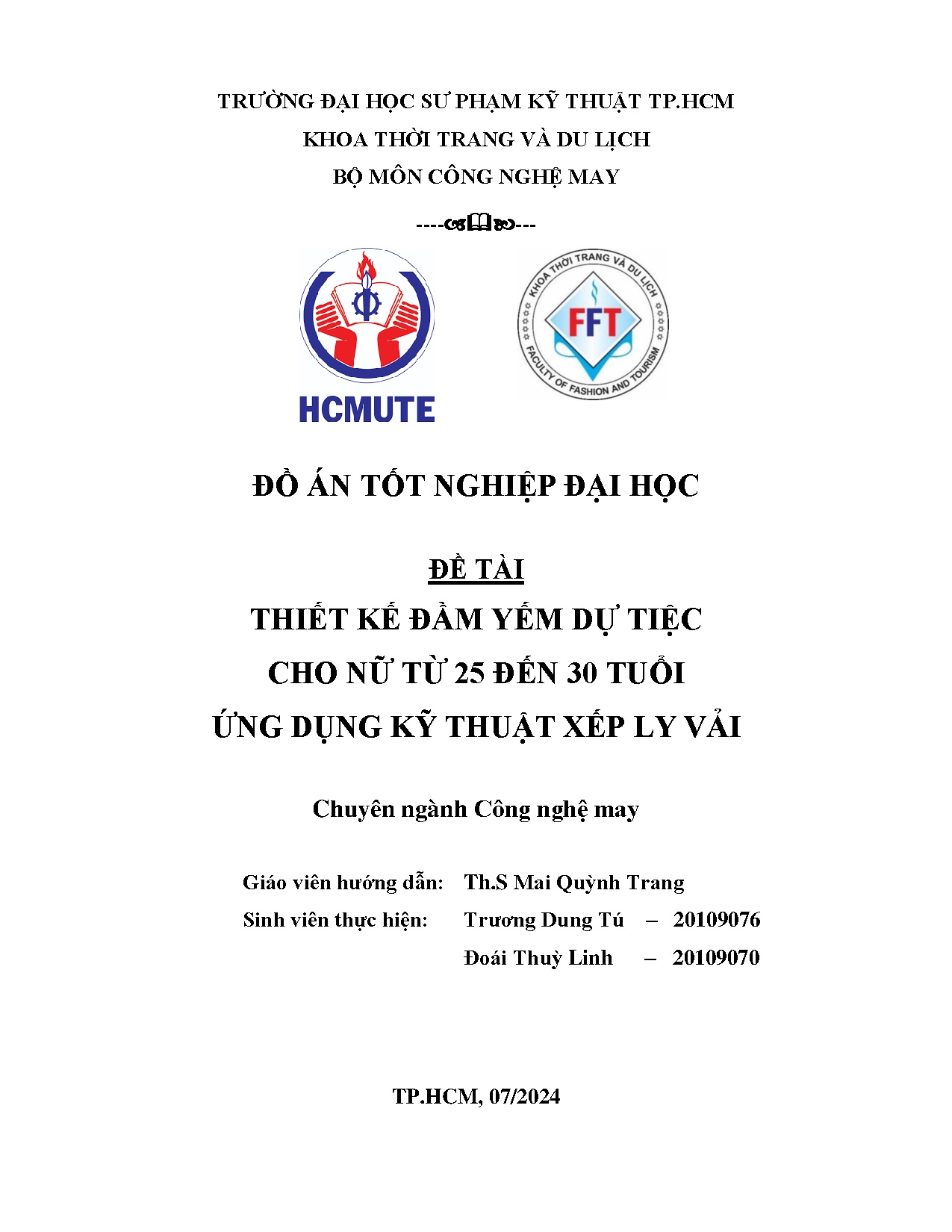 Đồ án tốt nghiệp - Thiết kế đầm yếm dự tiệc cho nữ từ 25 đến 30 tuổi ứng dụng kỹ thuật xếp ly vải