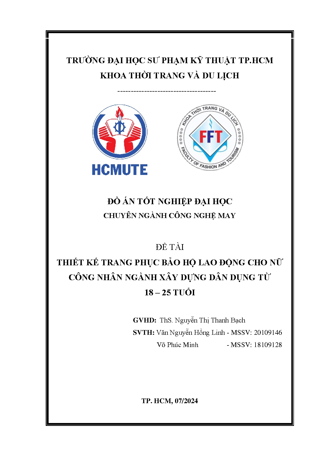 Đồ án tốt nghiệp - THIẾT KẾ TRANG PHỤC BHLĐ CHO NỮ CÔNG NHÂN NGÀNH XÂY DỰNG DÂN DỤNG TỪ 18 – 25 TUỔI