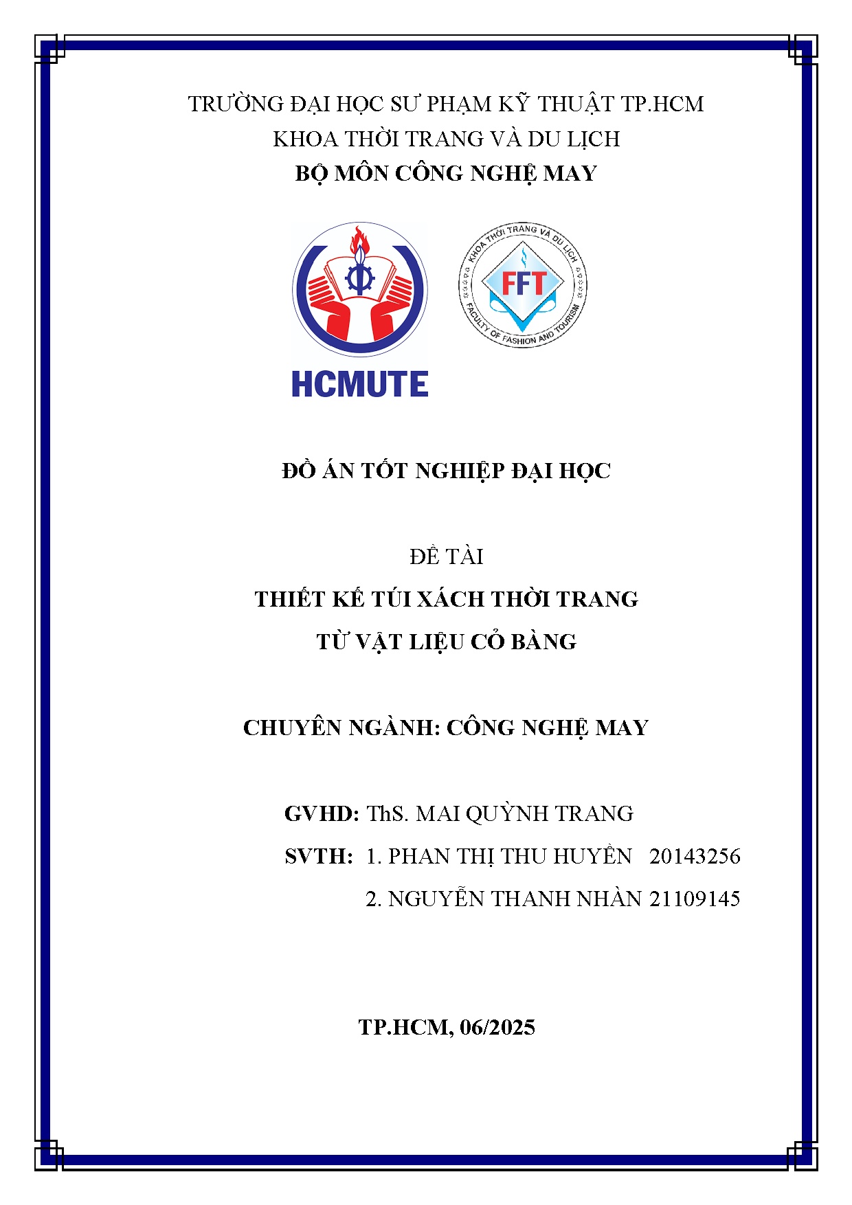 Đồ án tốt nghiệp - Thiết kế túi xách thời trang từ vật liệu cỏ bàng