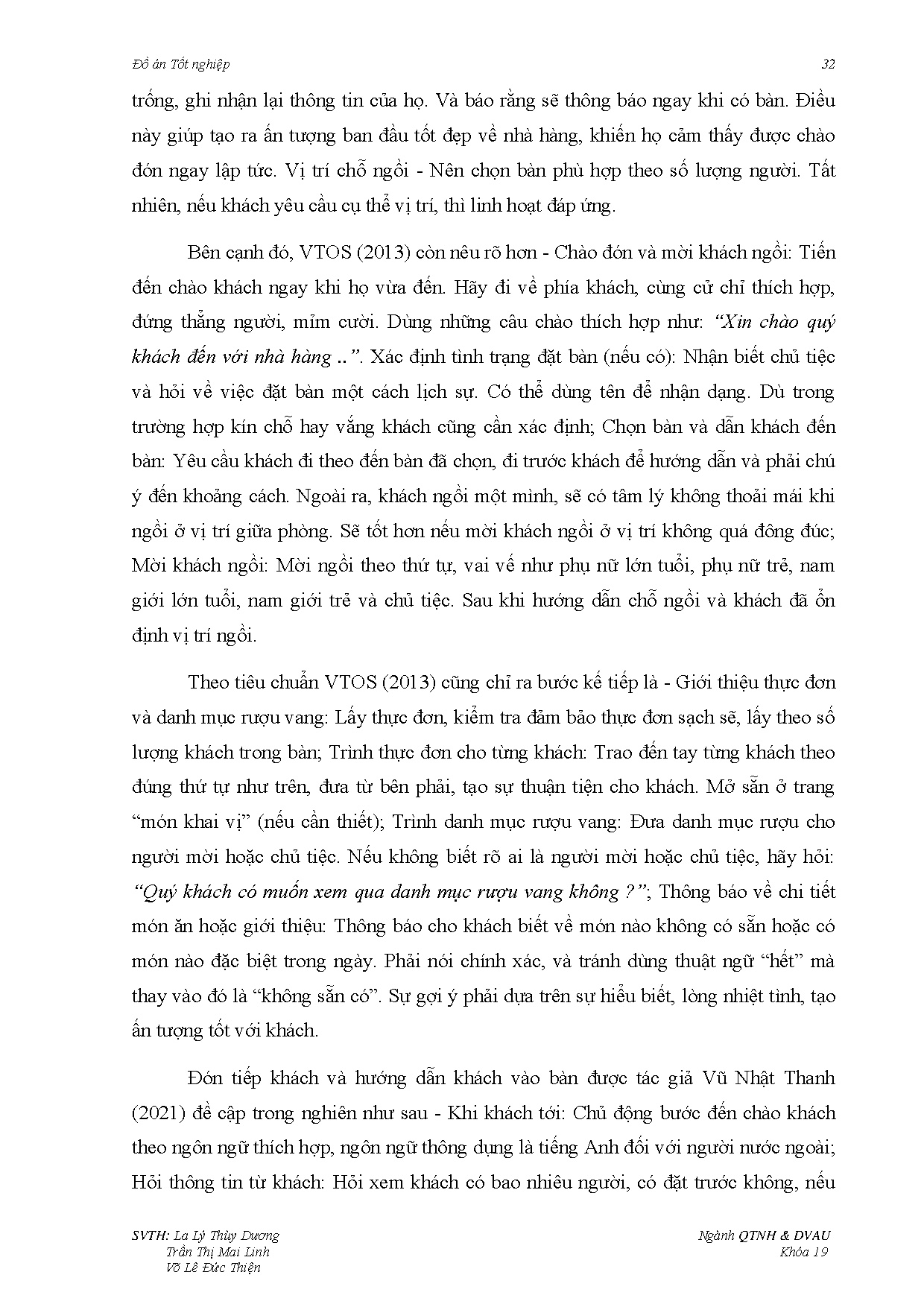 Đồ án tốt nghiệp - Khám phá quy trình phục vụ nhà hàng À La Carte - Thời kì bình thường mới - Trang 46