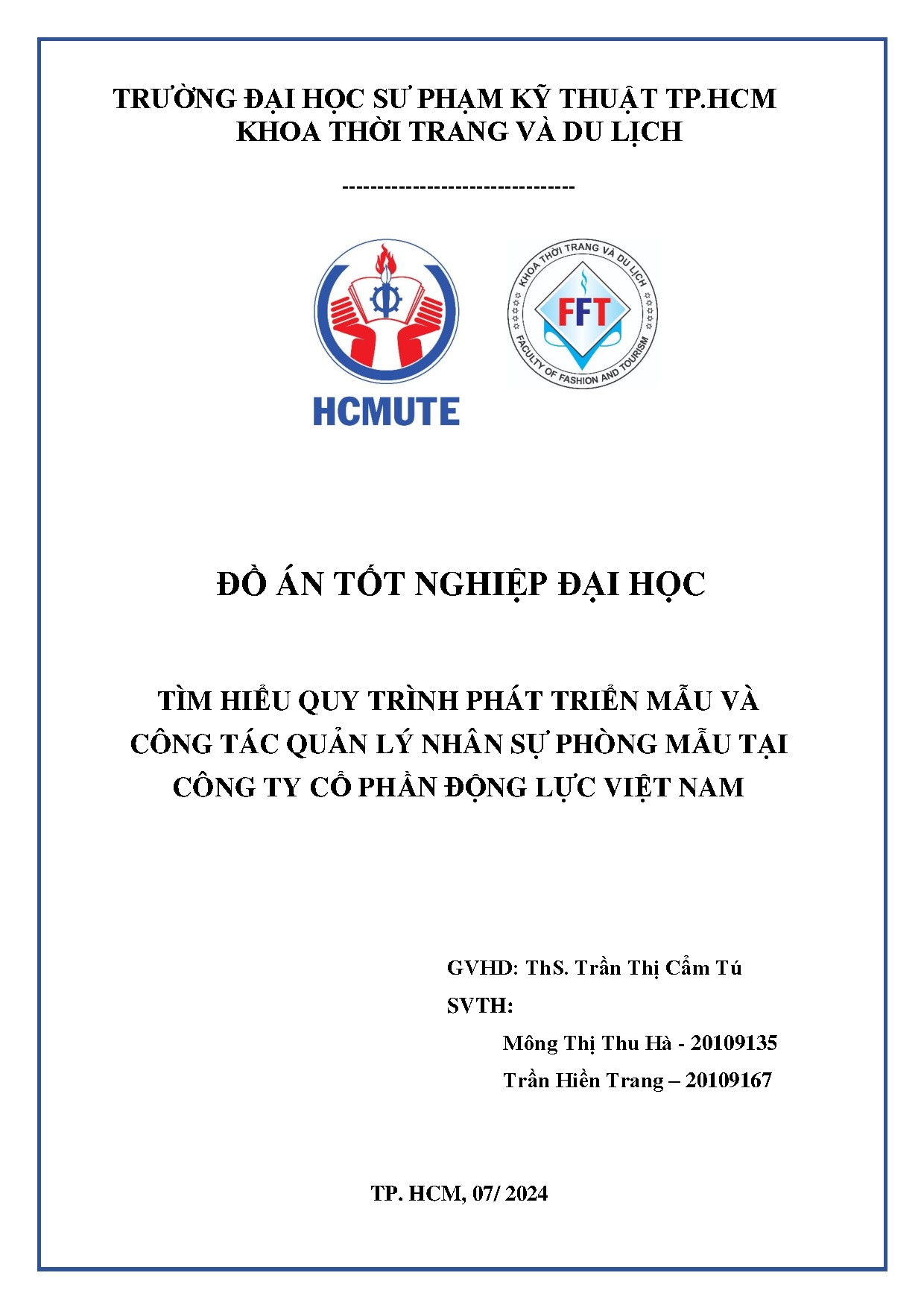 Đồ án tốt nghiệp - Tìm hiểu quy trình phát triển mẫu và công tác quản lý nhân sự phòng mẫu TCTCPĐLVN