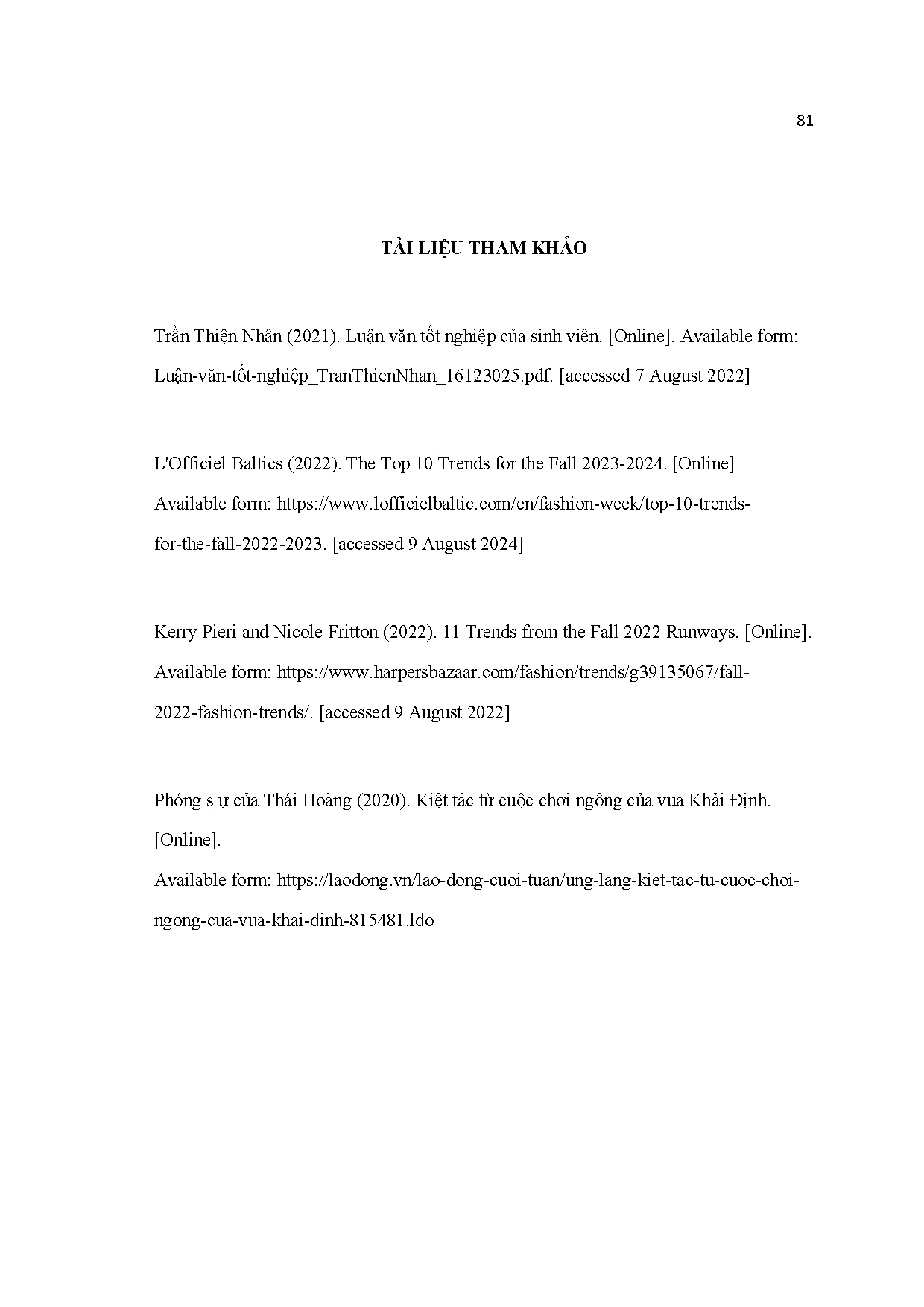 Đồ án tốt nghiệp - Thiết kế trang phục dự sự kiện dành cho nữ từ 23-30 tuổi mang PCDTĐĐL ý TTLKĐ - Trang 82