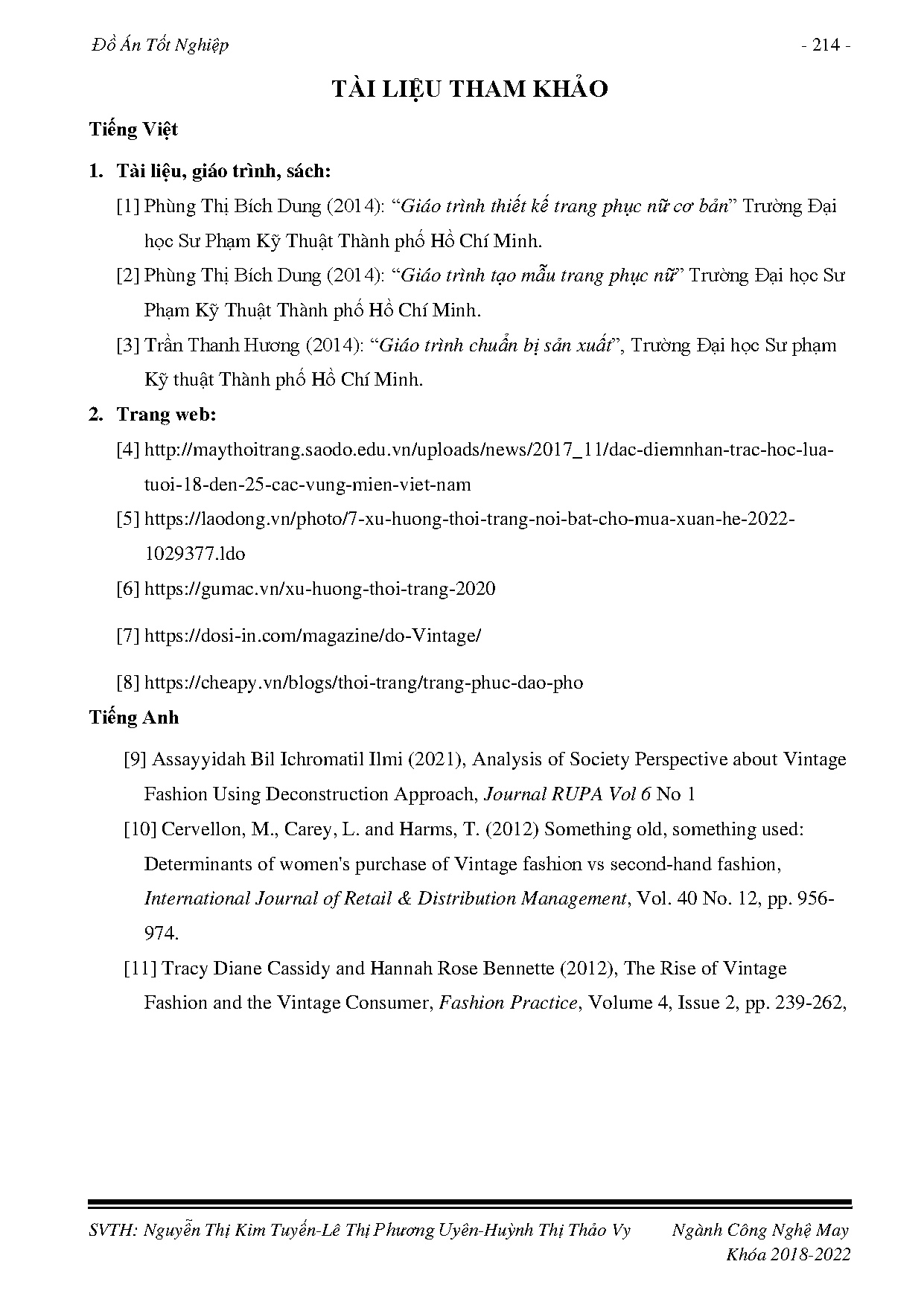 Đồ án tốt nghiệp - Đầm dạo phố nữ mang phong cách Vintage từ độ tuổi từ 18 đến 25: Đồ án tốt NNCNM - Trang 216